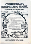 1981 Continental Airlines Boomerang Flight Advertisement Vintage Aviation Dwx10d