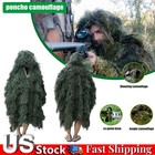 Jungle Camouflage Ghillie Suit Hat Net Cloak Poncho Cape Hunting Outdoors Sports