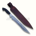 20in Full Tang Machete Knife With Sheath Heavy Handmade Damascus Fixed Blade