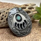 Native American Style Bear Claw Silver Feather Scroll Belt Buckle Southwest New