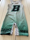 Club Wrestling White Green Black Trim Singlet Adult Size Small S 115-135 Lbs