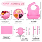 7 Pcs Silicone Toddler Baby Feeding Set Suction Plate Bowl Placemat Bib Cup