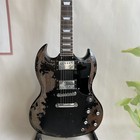 Vintage Black Sg Electric Guitar Hh Pickups   Rosewood Fretboard Real Photo