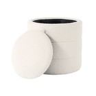 Storage Round Ottoman Cream Boucle - Homepop  Footrest Vanity Seating