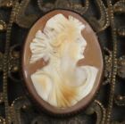 Coro Cameo Compact Vintage Mirror Powder Filigree Amber Jeweled Slide-lock 2 