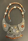 Middle Eastern Vintage Old Yemeni Filigree Carnelian Cabochon Necklace 