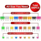 306pcs Car Fuse Kit - Auto Fuses With Tester   Puller