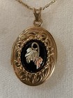 Nos Vintage Black Hills Gold By Coleman On A 14k Gold Filled Locket   Necklace