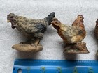 Vintage Antique Resin Composition Rooster Hen Chickens  Lot Of 5  Free Shipping