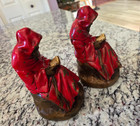 Vintage Pair Of Red Armor Bronze Robed Monks Reading Bookends
