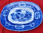 Ridgeway  Antique Flow Blue Ceramic Platter Scenic  oriental  Pattern 13  