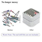 Nail Drill Bits Holder Rhinestone Case Box- 25 Holes 25 Holes  Silver 