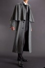 British Tweed Men s Long Overcoat With Cape Gray Winter Outdoor Casual Warm Coat