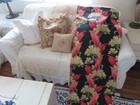 Vintage Florida Beach Meets Deco Drama Baby Pinks lime Green On Black Barkcloth