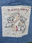 Vtg Embroider Baby Quilt 44x34  Animals Rhymes Blue Intricate Hand Stitch Crib