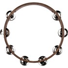 Meinl Wood Tambourine Double Row Stainless Steel Jingles 10 In  Walnut Brown