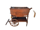 Vintage Solid Walnut Bar Cart-removable Glass Top-  Mid Century Tea Wagon