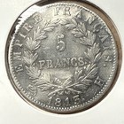 1813 France Napoleon 5 Francs Silver Coin