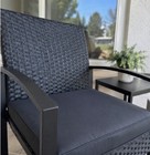 3-piece Outdoor Patio Furniture Set 2 Rattan Chairs   Side Table Black