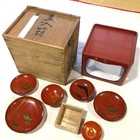 Wwii Japanese Military Lacquer Sake Cup Set Of 5 Meiji Showa Antique Japan