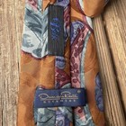 Vintage Oscar De La Renta Neckwear Floral Abstract Tie Brown Purple Blue Usa
