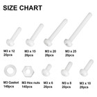 M3 White Nylon Plastic Pan Round Head Screws  Nut Bolts  Gasket Assortment Kit m
