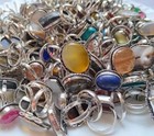 Evil Eye   Mix Gemstone 925 Sterling Silver Plated Handmade 25 Pcs Rings Lot