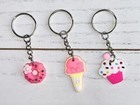 21 Pcs Cartoon Ice Cream Keychains Cupcakes Purse Backpack Pvc Charm Accessory