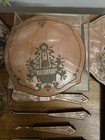 Vtg Art Deco Celluloid Dresser Vanity Set Mirror  Brush  Jar   Lid  Manicure Set