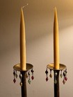 Pair Of Vintage Two s Company Bobeche Wax Catchers Brass   Beads Fits Glassybaby