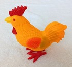 2026 Yellow   Red Plastic Wind Up Walking Rooster 6  Tall Clicking Sound Motion