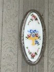 Vintage Silver Vanity Mirror   Brush With Guilloche Enamel Flower Basket Design