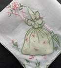A  Vintage Nos Linen 3d Trembler Hankie Madeira Hand Embroidered Crinoline Lady