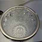 Vintage Clear Cut Glass Ice Bucket Diamond Pattern 6    Silver Handle Beautiful