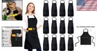 Bib Apron Unisex Kitchen Aprons For Cooking Grilling Crafting 12 Pack Black