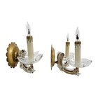 Antique Art Deco Candlestick Wall Sconce Light Fixture Lamp Pair Hardwired