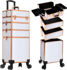 Rolling Makeup Train Case 4 In 1 Cosmetology Case On Wheels Large Storage Cosmet