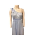 Vintage One Shoulder Maxi Dress Nightgown Blue Empire Grecian M Sheer Nylon  