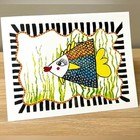 Fish Watercolor Painting Prints Notecards Envelopes Set Nwot Whimsical