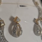 New In Package Vintage Fashion Jewelry Crystal Necklace Earrings Set Silver Gold