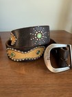 Vintage 50s Jeweled Studded Biker Belt Americana Western Tooled Leather Country
