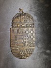 Vintage Hungarian Coat Of Arms Brass Wall Plaque Holy Crown St Stephen Crest