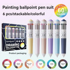 60 Colors Multicolor Pens Set 10-in-1 Colored Ballpoint Pen 0 8mm Fine Point Smo
