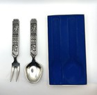 Vintage Konge-tinn Norwegian Pewter  Serving Utensils Fork And Spoon Viking Mcm