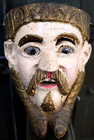 Early Antique Guatemala Hand Carved Wood Spanish Conquistador Mask Glass Eyes
