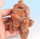 Chinese Boxwood Hand Carved Buddha Figure Statue Netsuke Collectable Gift