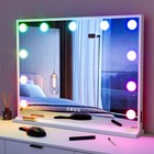 Hollywood Led Makeup Mirror Desktop Bluetooth Vanity Mirror With 3 Lights  Rgb