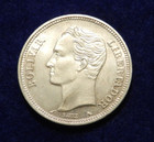 1965 Venezuela 2 Bol  vares - Beautiful Silver Coin - See Pics