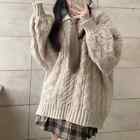 Women Sweater Oversized Knitted Pullovers Long Sleeve V Neck Solid Loose Jumper