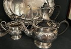 Rare Vintage Silver Rococo Styled Coffee Tea Pot Service Set - Grape Vine Motif